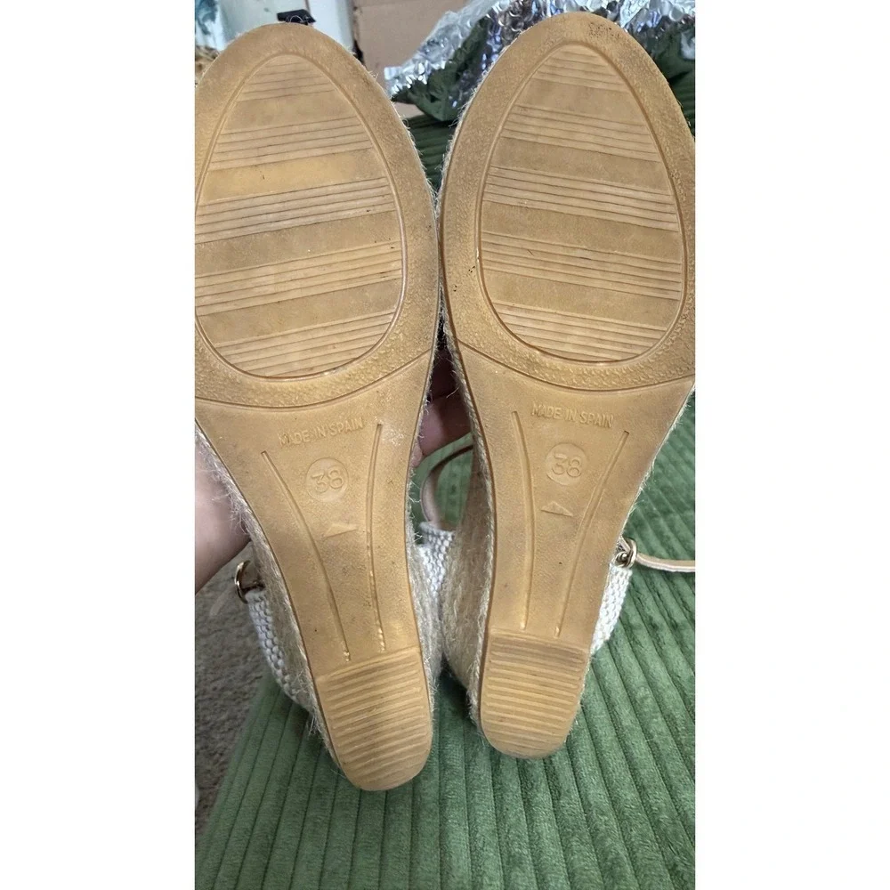 Kanna Navy Blue Suede Scalloped‎ Espadrille Wedge Sandals Spain Women 7.5 EU 38